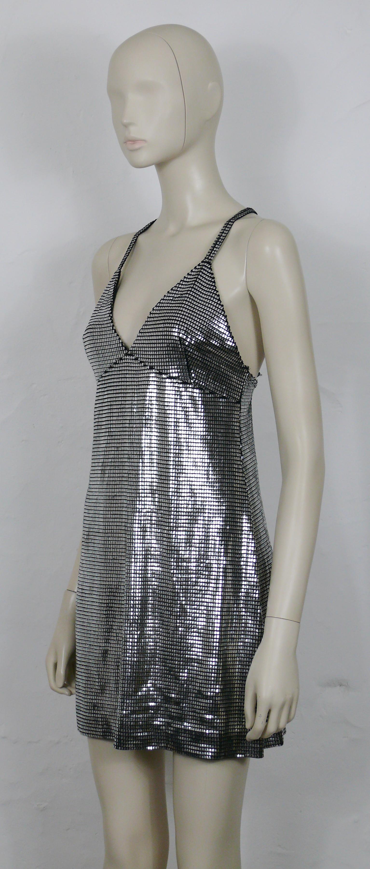 Paco Rabanne Silver Foil Grid Mini Dress 2
