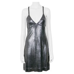 Paco Rabanne Silver Foil Grid Mini Dress