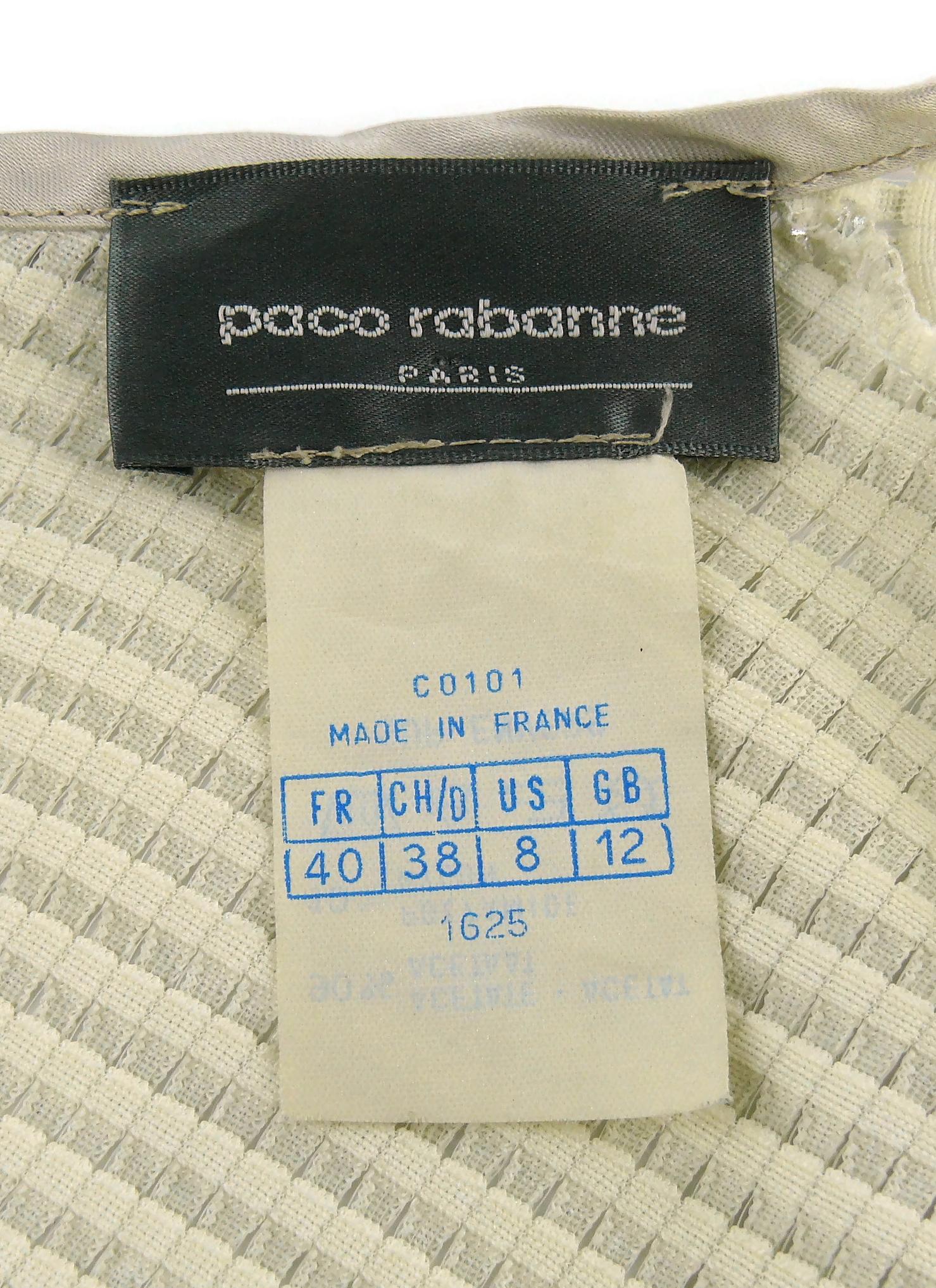 Paco Rabanne Silver Foil Grid Mini Dress US Size 8 For Sale 3