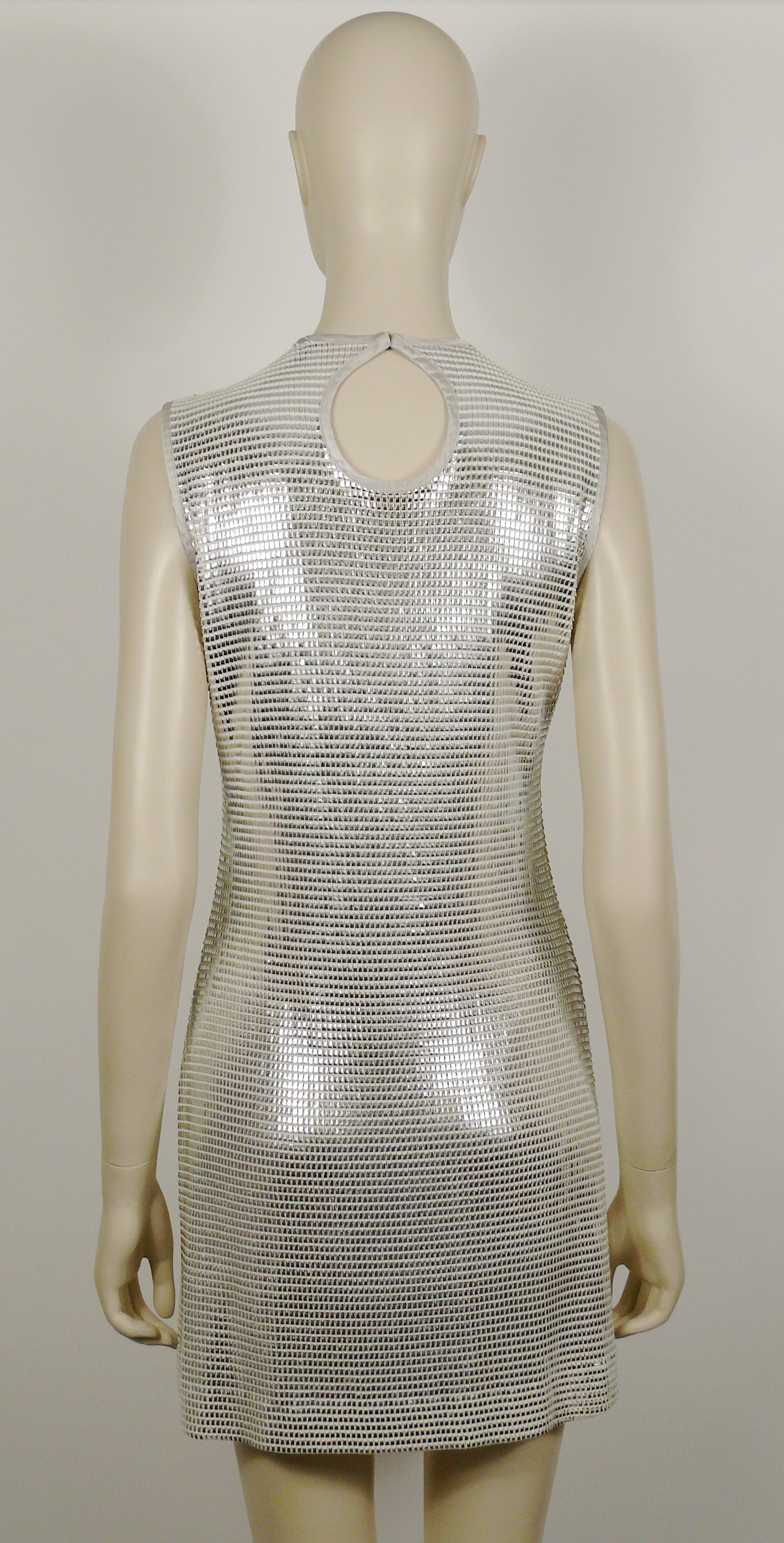 Paco Rabanne Silver Foil Grid Mini Dress US Size 8 2