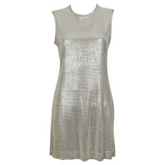 Used Paco Rabanne Silver Foil Grid Mini Dress US Size 8