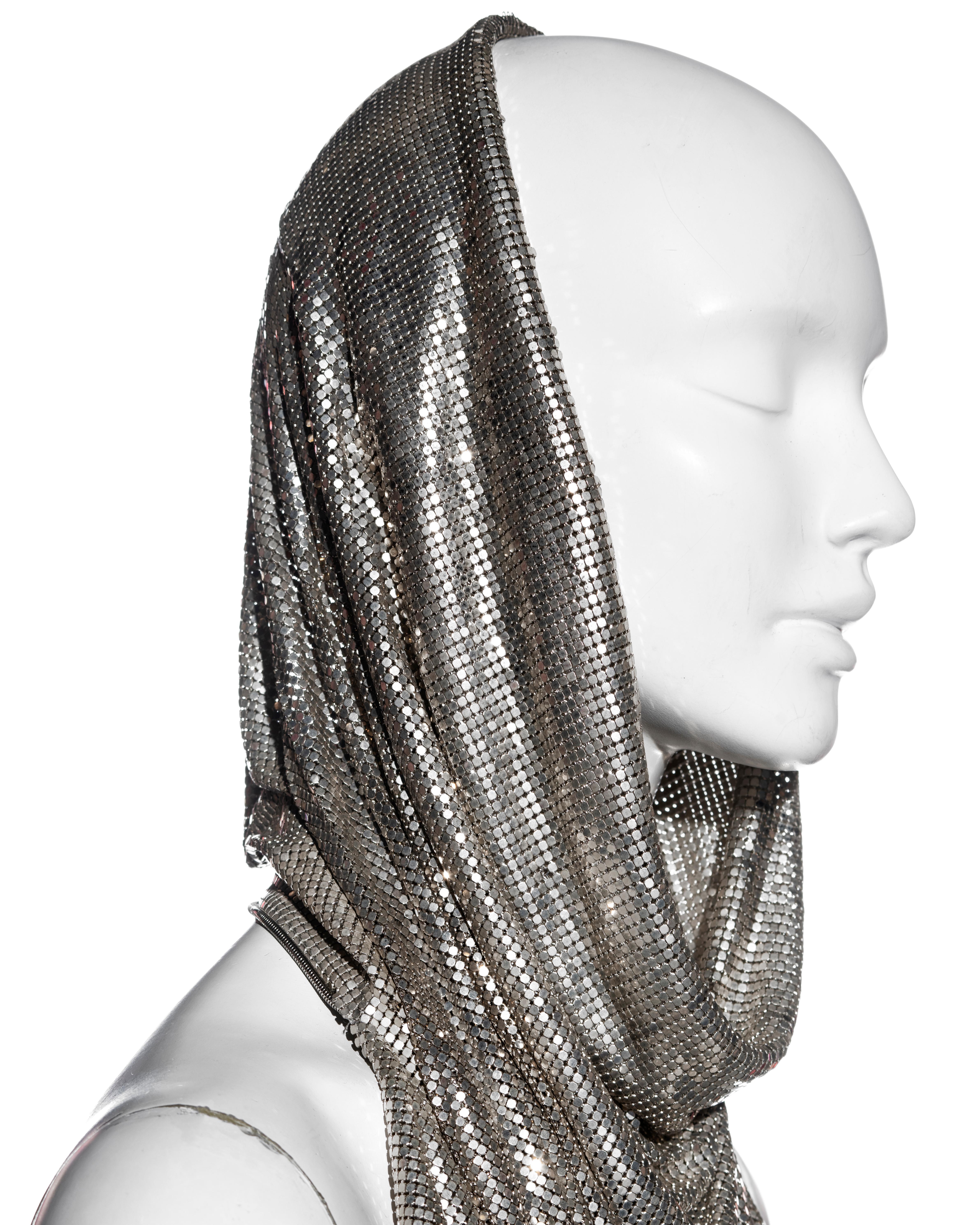 Paco Rabanne silver metal chainmail hooded halter-neck top, fw 1997 2