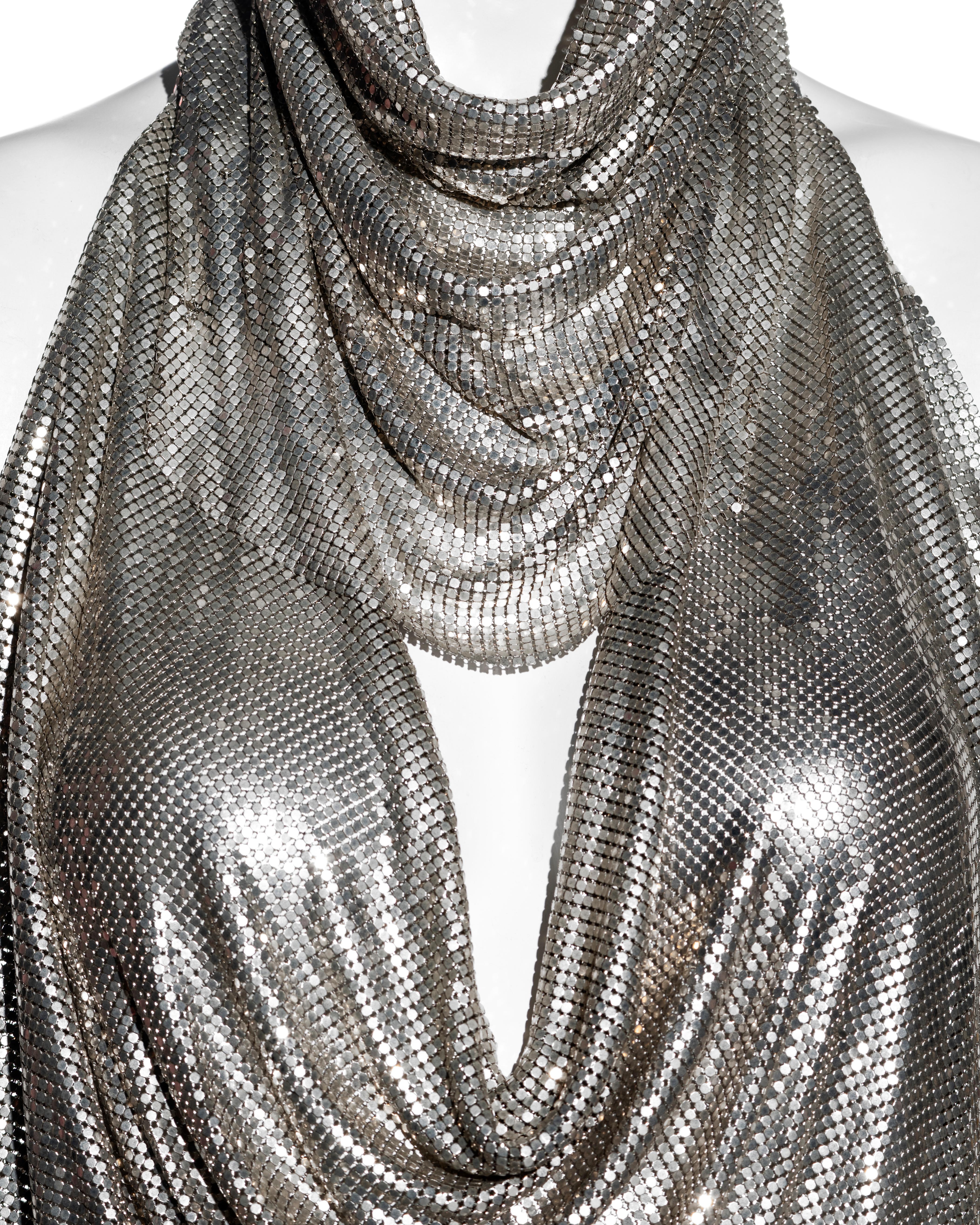 Paco Rabanne silver metal chainmail hooded halter-neck top, fw 1997 In Good Condition In London, GB