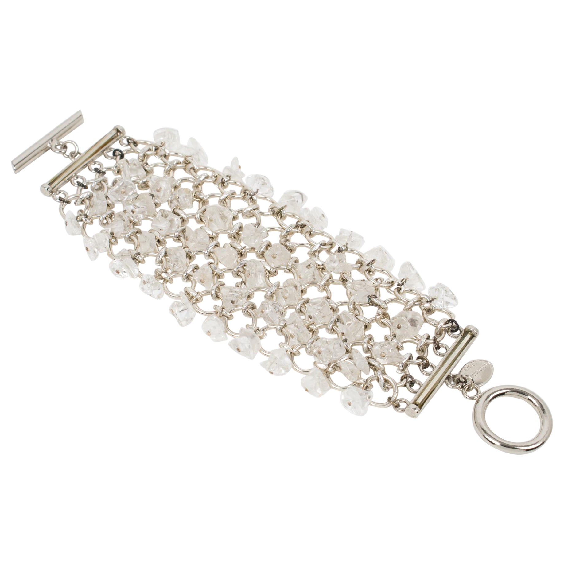 Paco Rabanne Silvered Metal and Quartz Link Bracelet