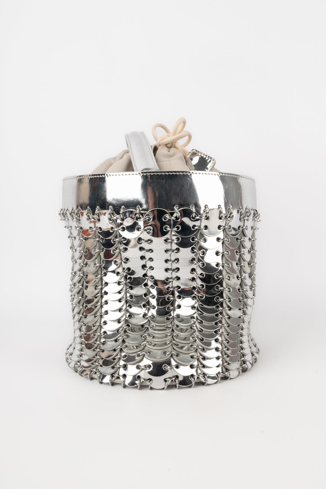 Paco Rabanne Silvery Bucket Bag For Sale 1