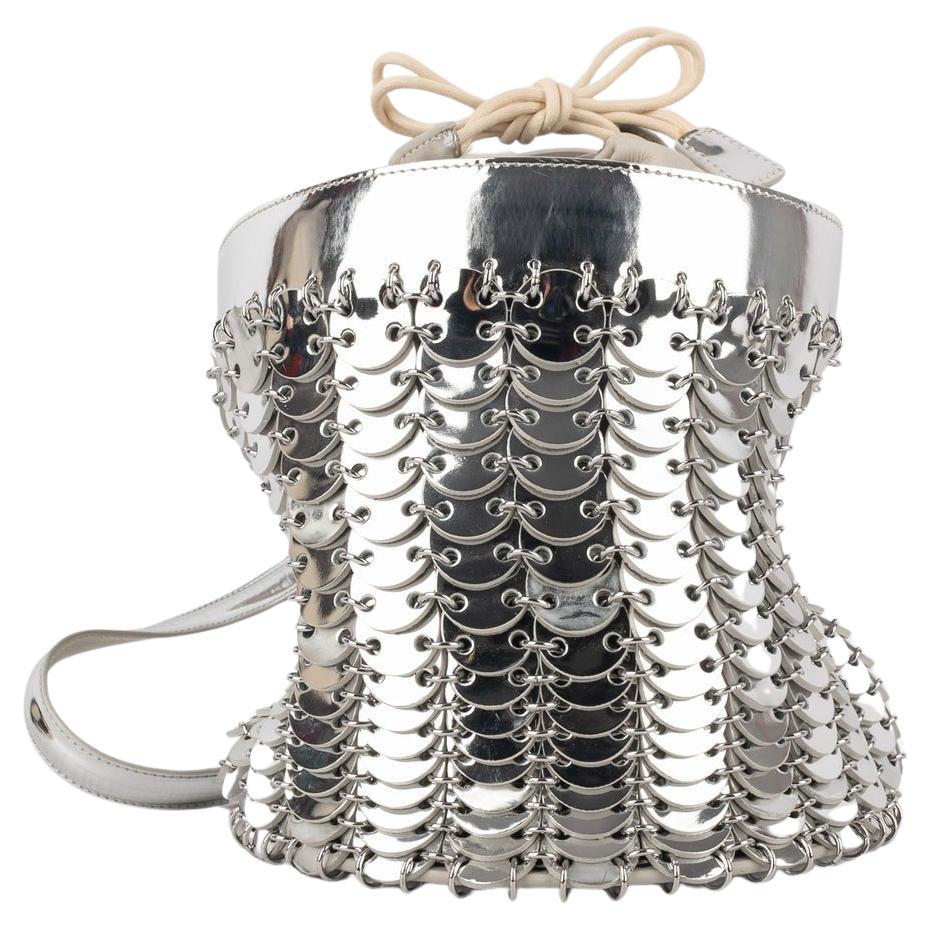 Paco Rabanne Silvery Bucket Bag For Sale