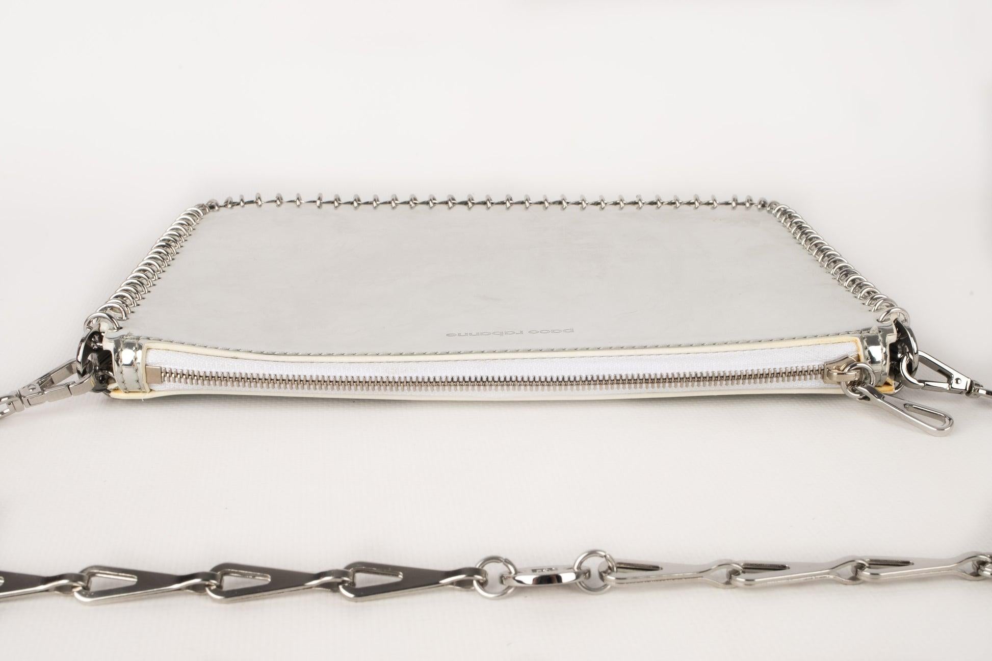 Paco Rabanne Silvery Leather Bag For Sale 2
