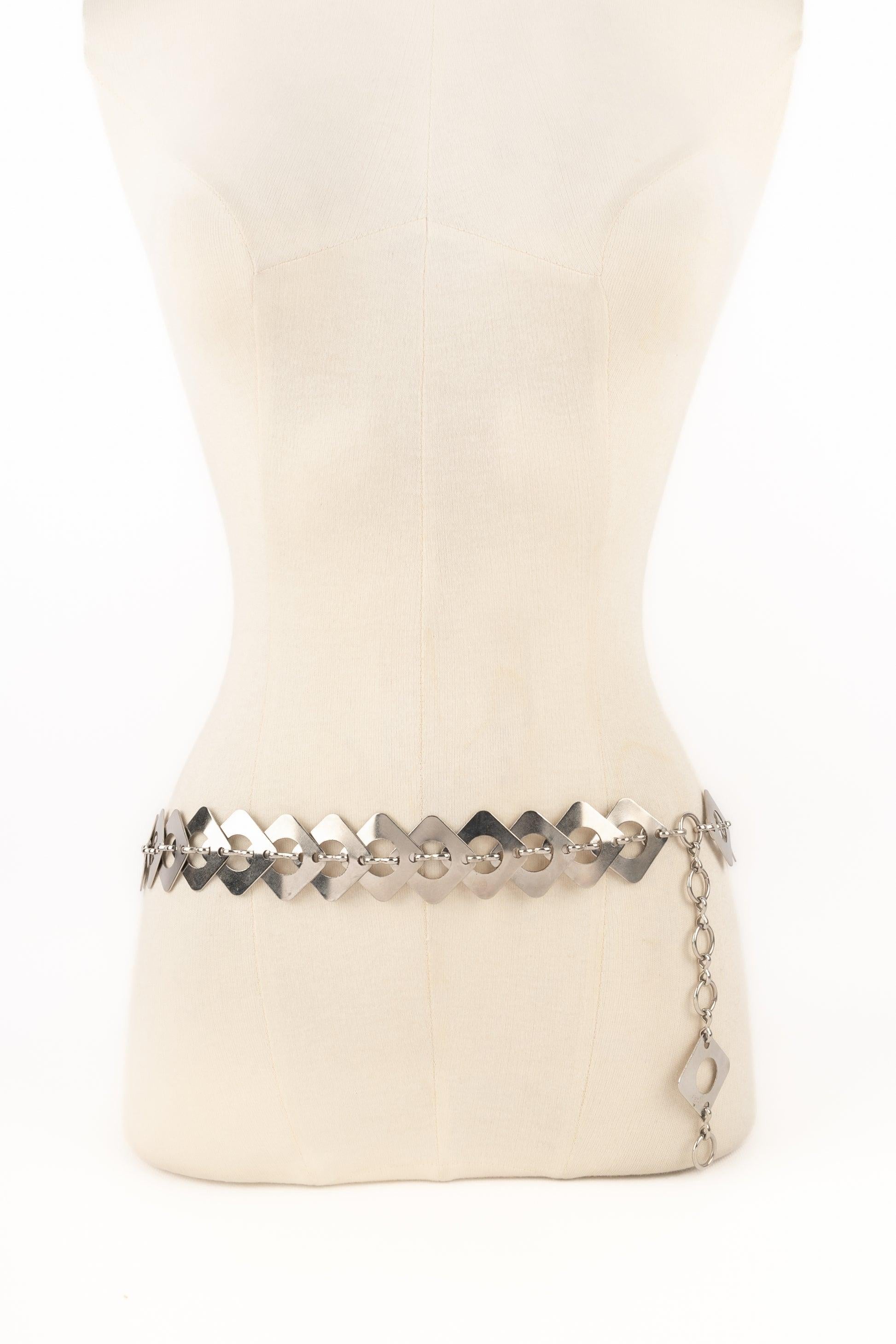 Gray Paco Rabanne Silvery Metal Articulated Belt, 1970s For Sale