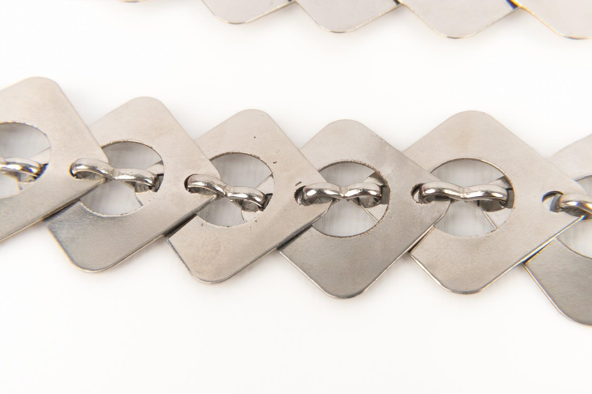 Paco Rabanne Silvery Metal Articulated Belt, 1970s For Sale 2