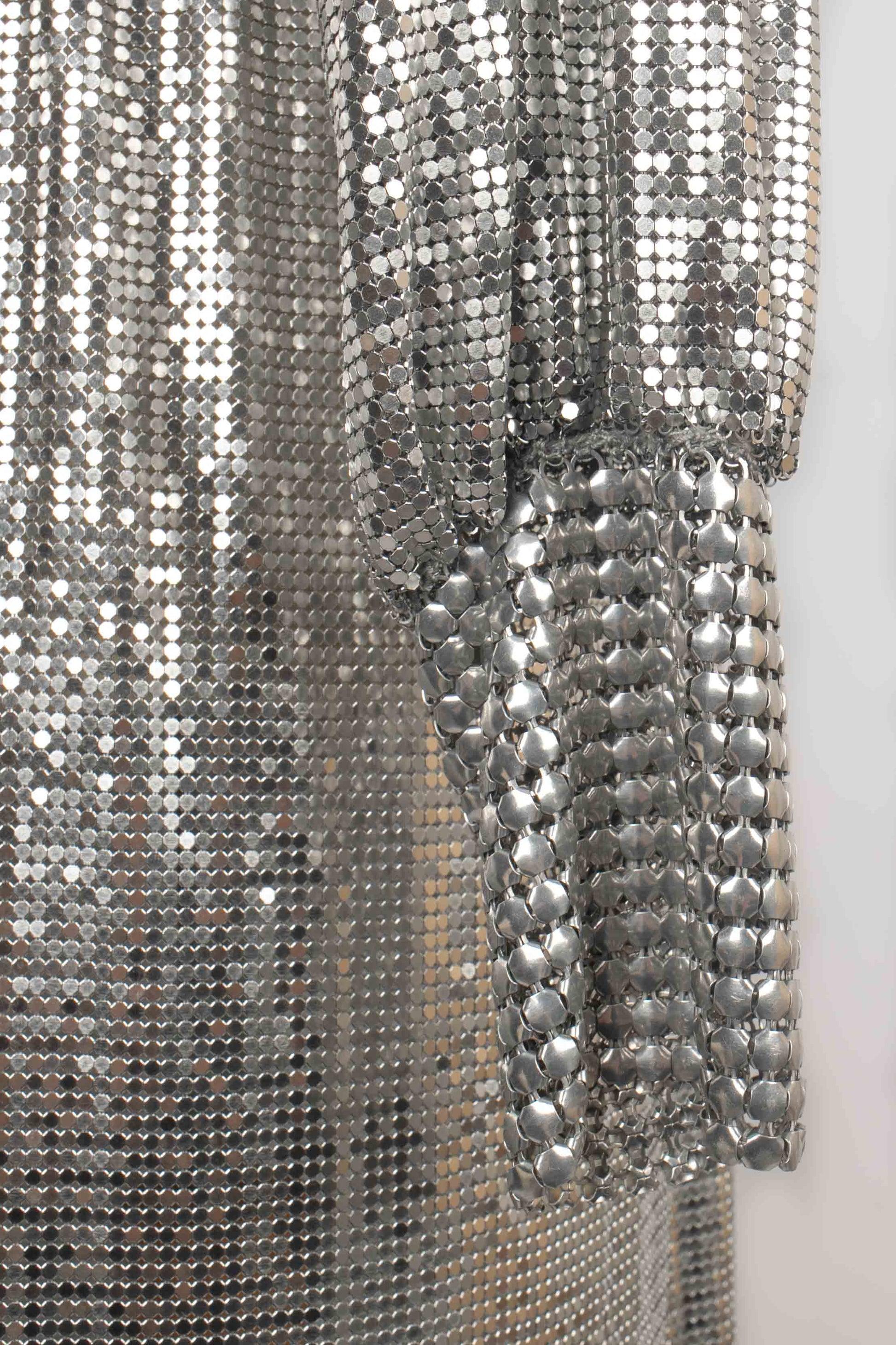 Women's Paco Rabanne Silvery Metallic Mesh Dress For Sale