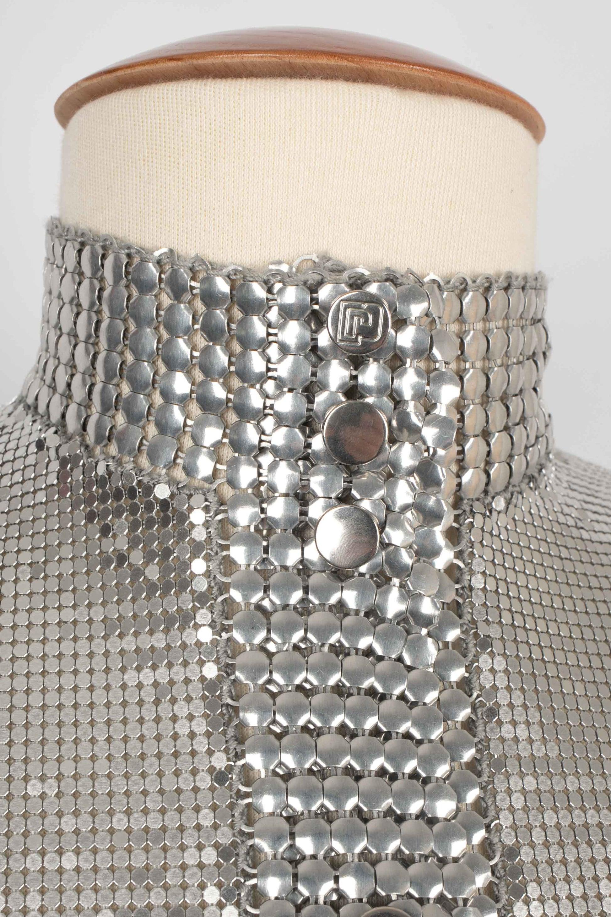 Paco Rabanne Silvery Metallic Mesh Dress For Sale 2