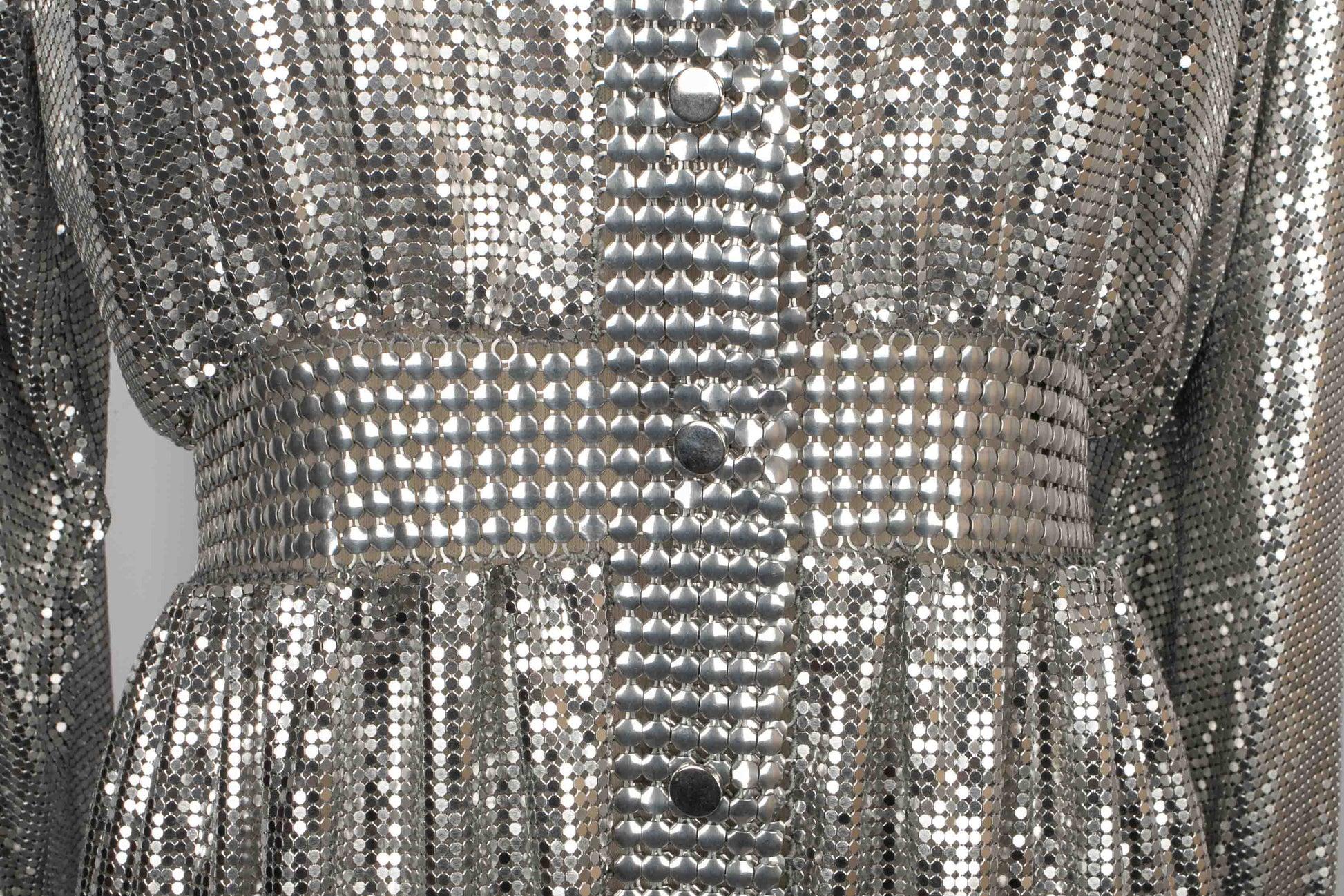 Paco Rabanne Silvery Metallic Mesh Dress For Sale 3
