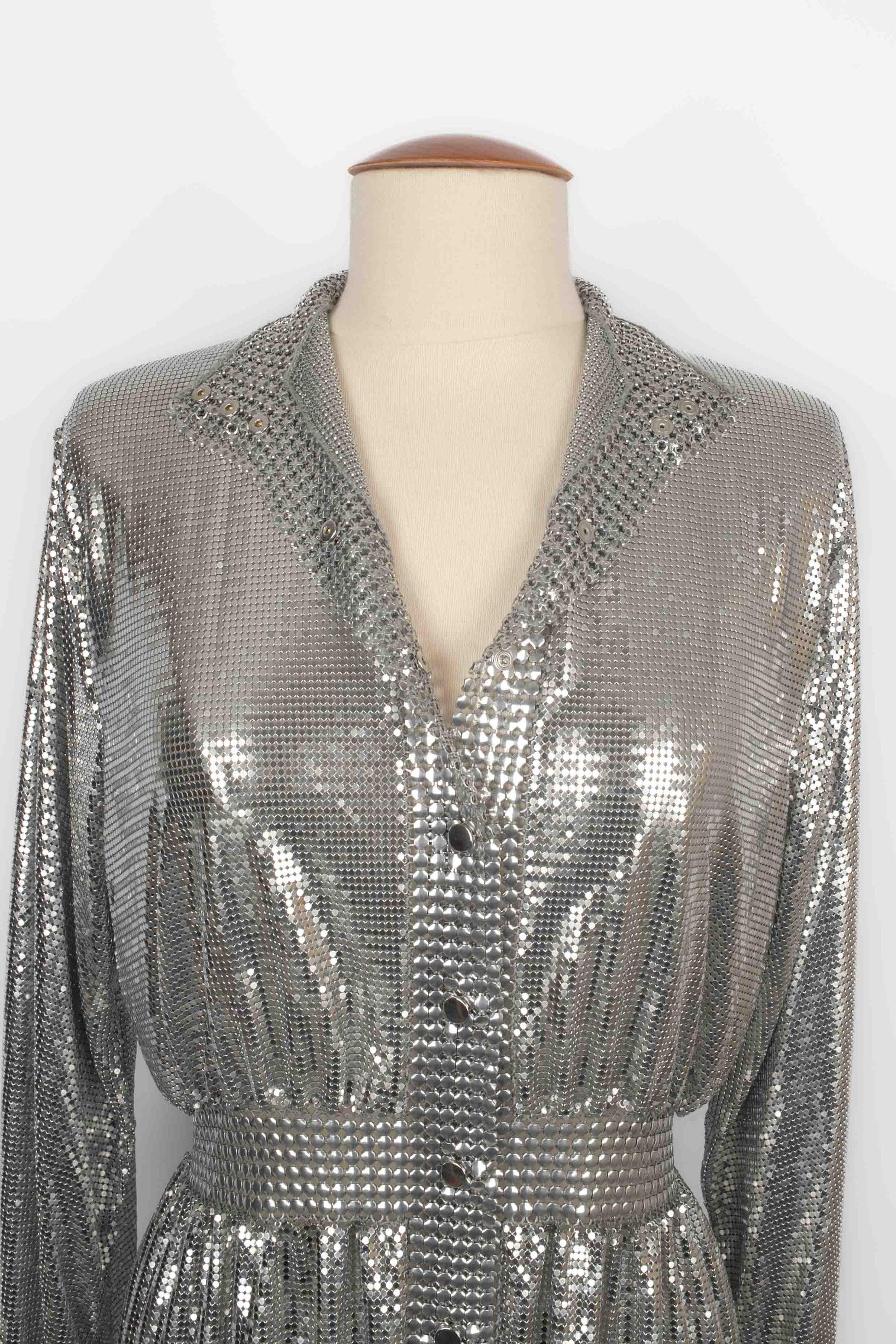 Paco Rabanne Silvery Metallic Mesh Dress For Sale 4