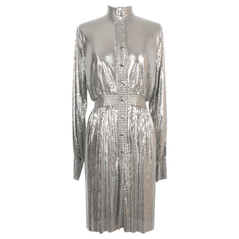 Paco Rabanne Silvery Metallic Mesh Dress at 1stDibs