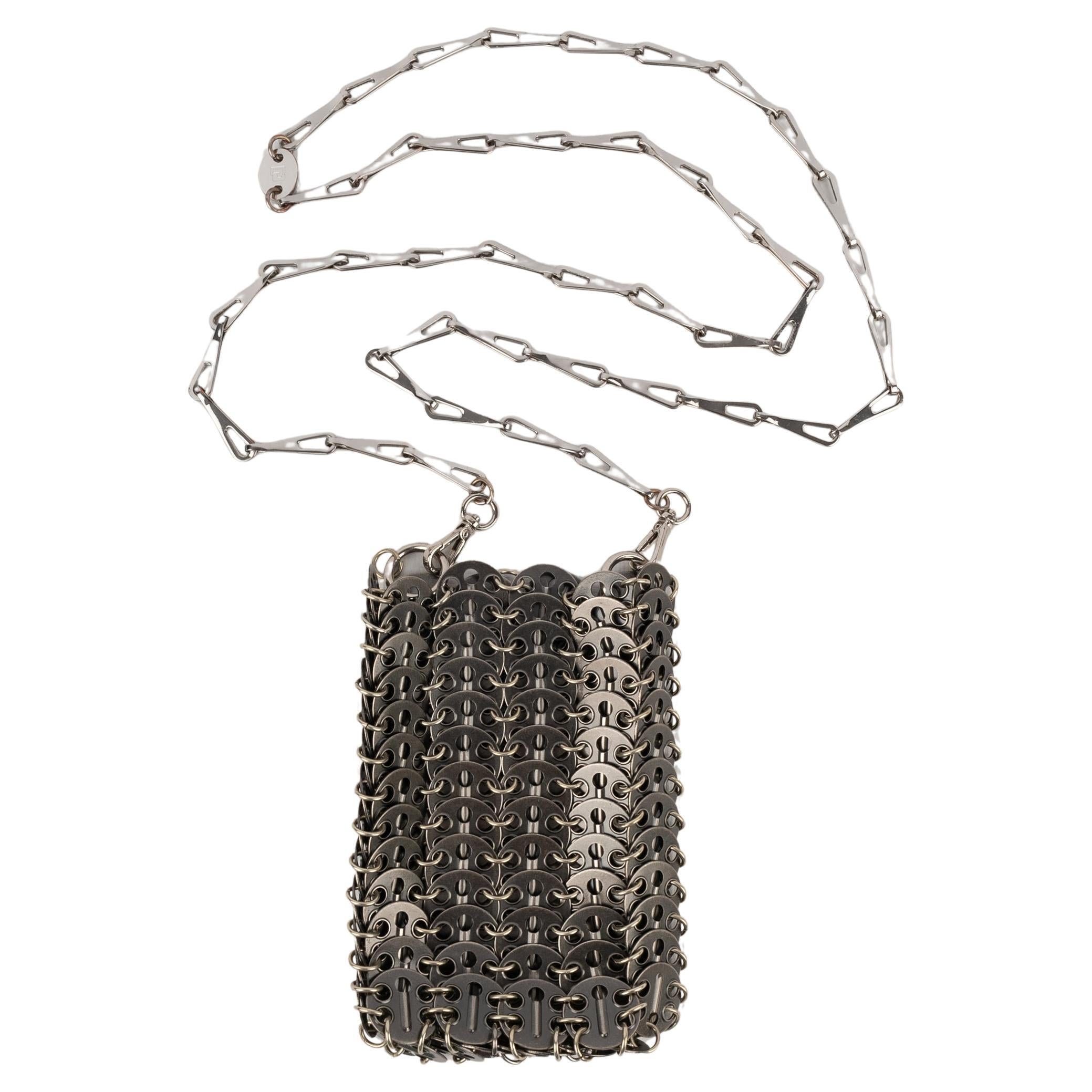 Paco Rabanne Silvery Metallic Pastille Bag For Sale
