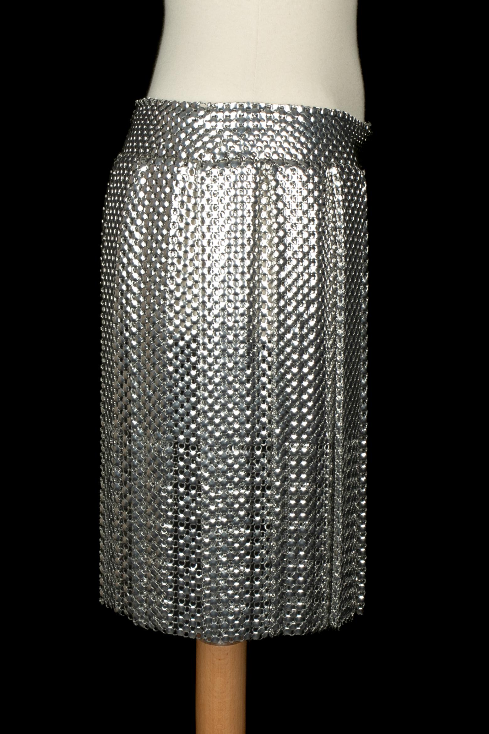 Paco Rabanne silvery skirt Fall 2013 Gris en venta