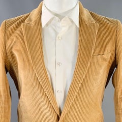 PACO RABANNE Size 34 Tan Corduroy Cotton Peak Lapel Sport Coat