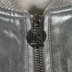 PACO RABANNE Size 38 Silver Shimmer Viscose Bomber Jacket