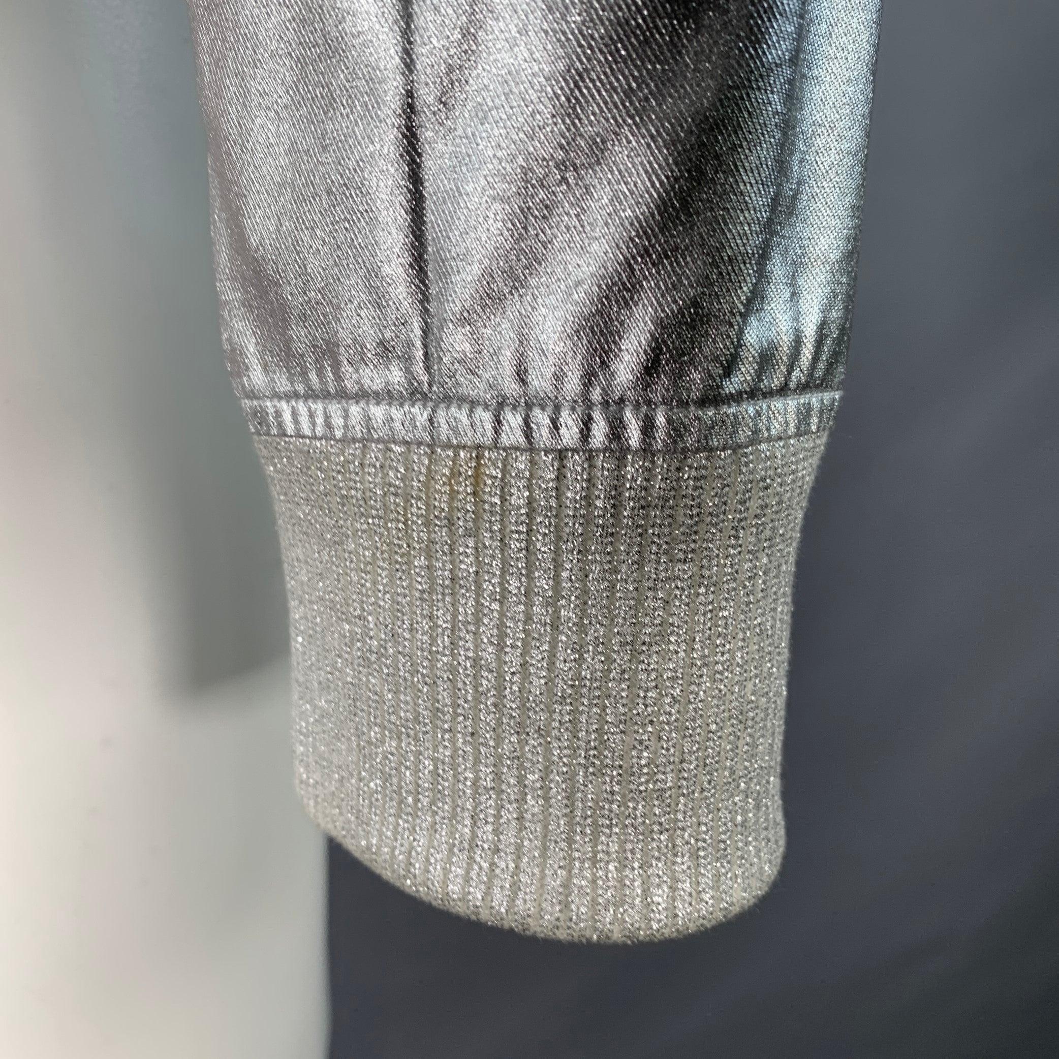 PACO RABANNE Size 38 Silver Shimmer Viscose Bomber Jacket For Sale 2
