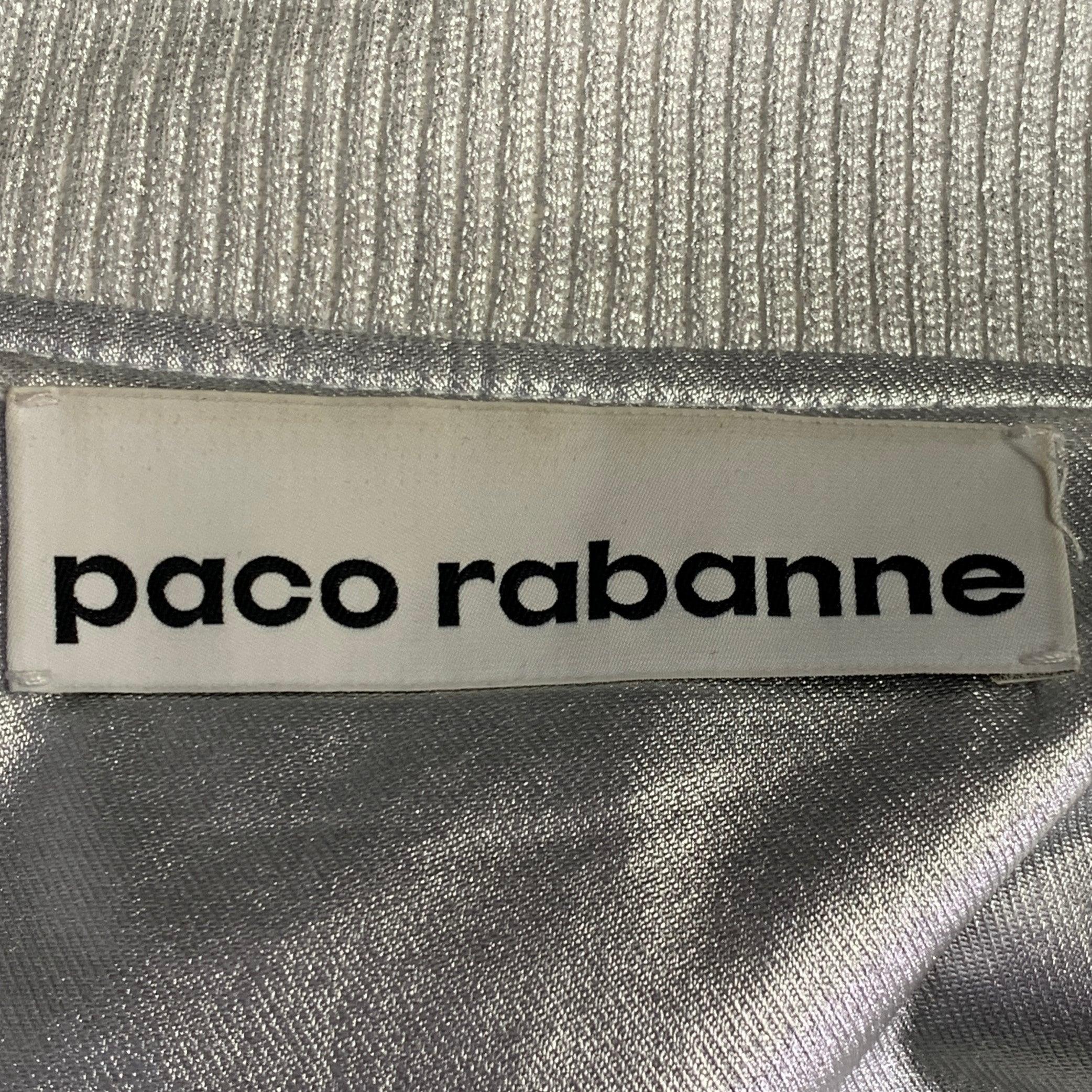 PACO RABANNE Size 38 Silver Shimmer Viscose Bomber Jacket For Sale 3