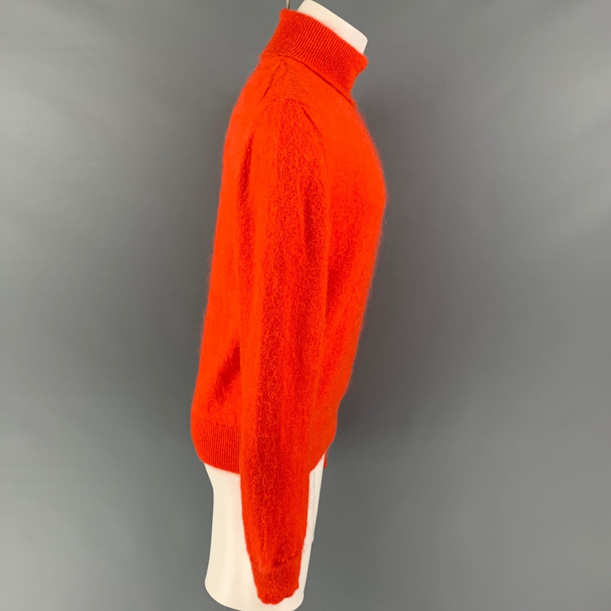 PACO RABANNE Size M Orange Mohair Blend Turtleneck Sweater In Good Condition For Sale In San Francisco, CA