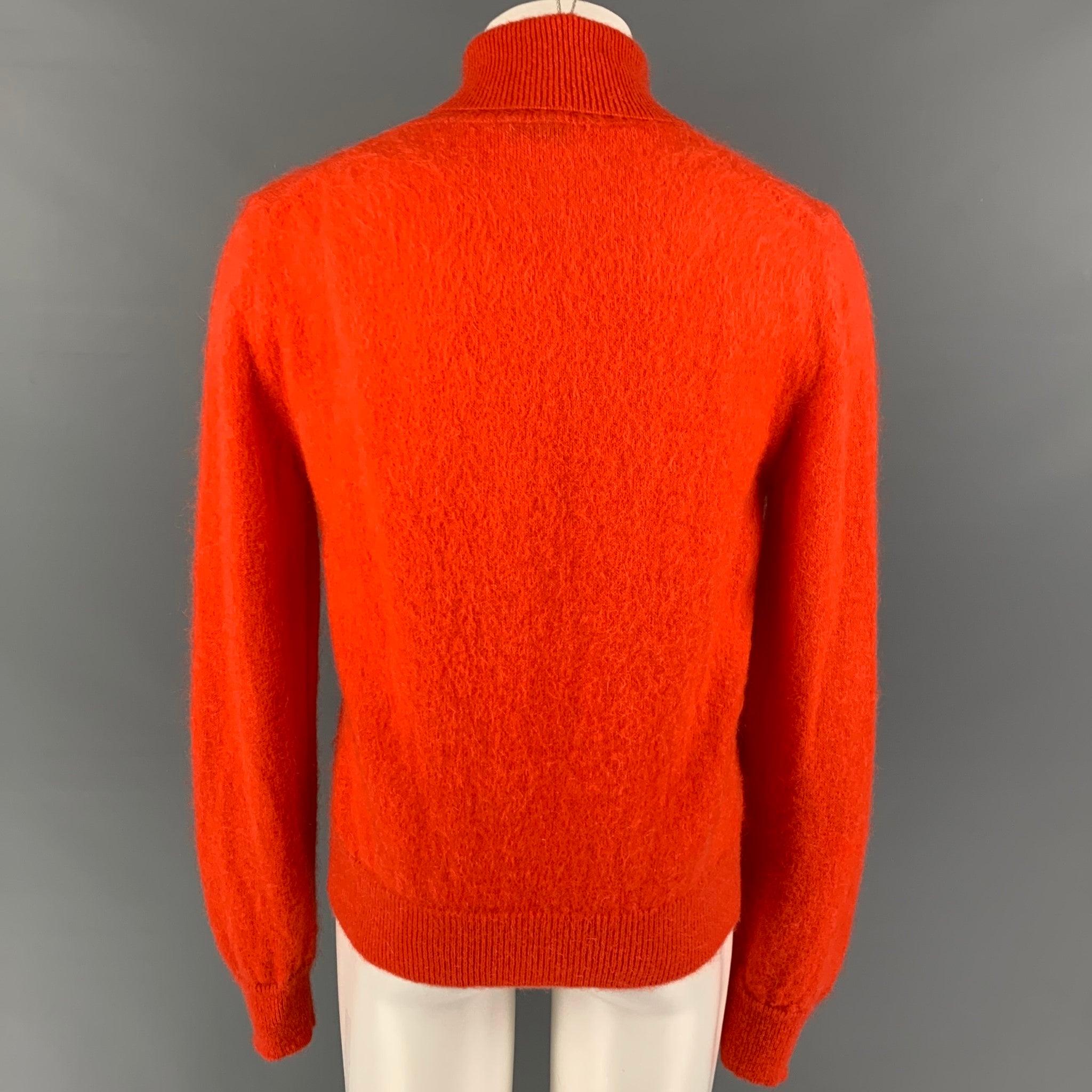 Men's PACO RABANNE Size M Orange Mohair Blend Turtleneck Sweater For Sale