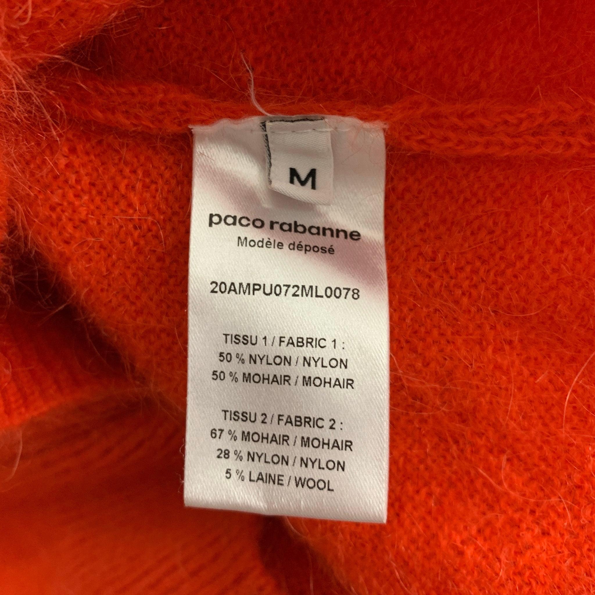 PACO RABANNE Size M Orange Mohair Blend Turtleneck Sweater For Sale 1