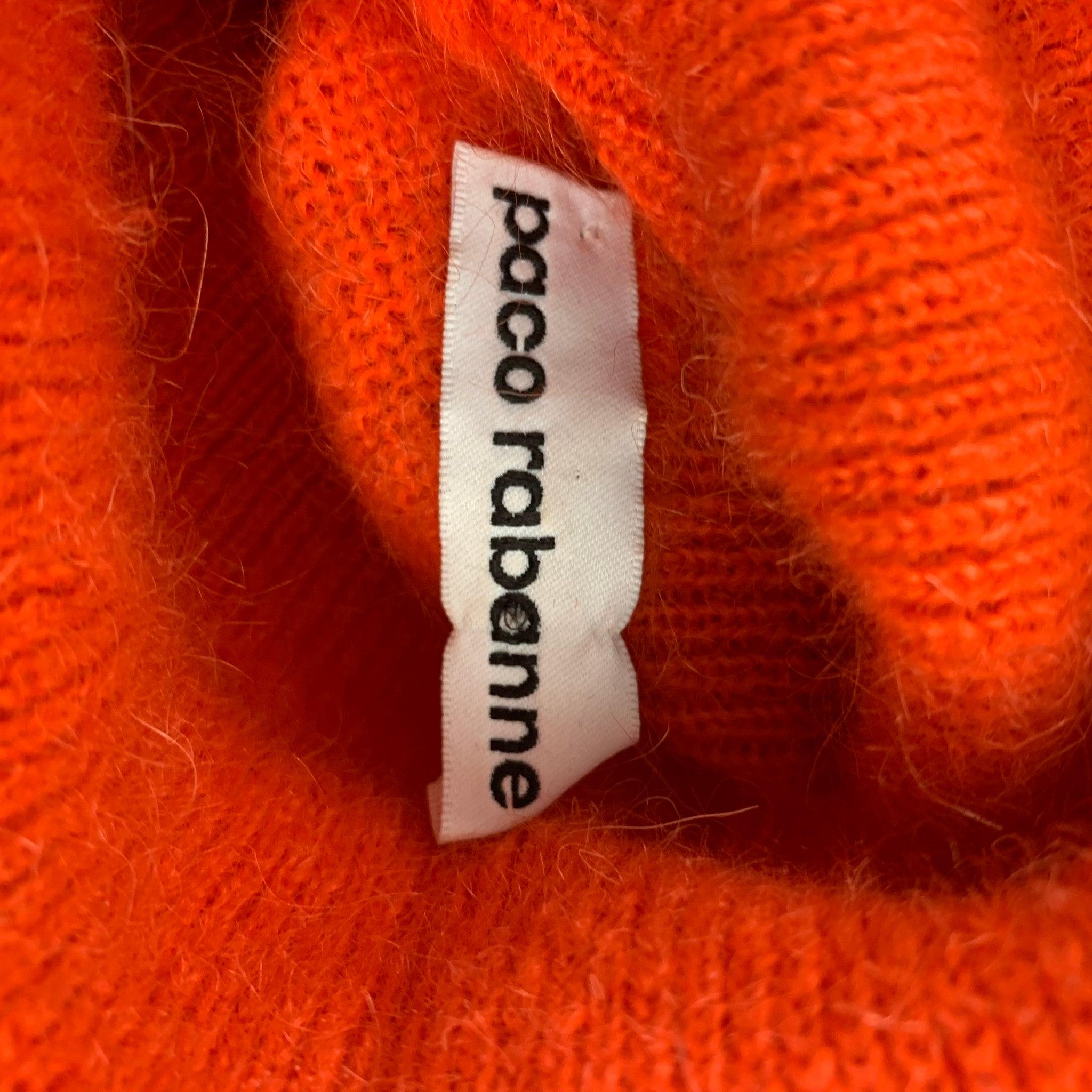 PACO RABANNE Size M Orange Mohair Blend Turtleneck Sweater For Sale 2