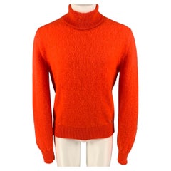 PACO RABANNE Size M Orange Mohair Blend Turtleneck Sweater
