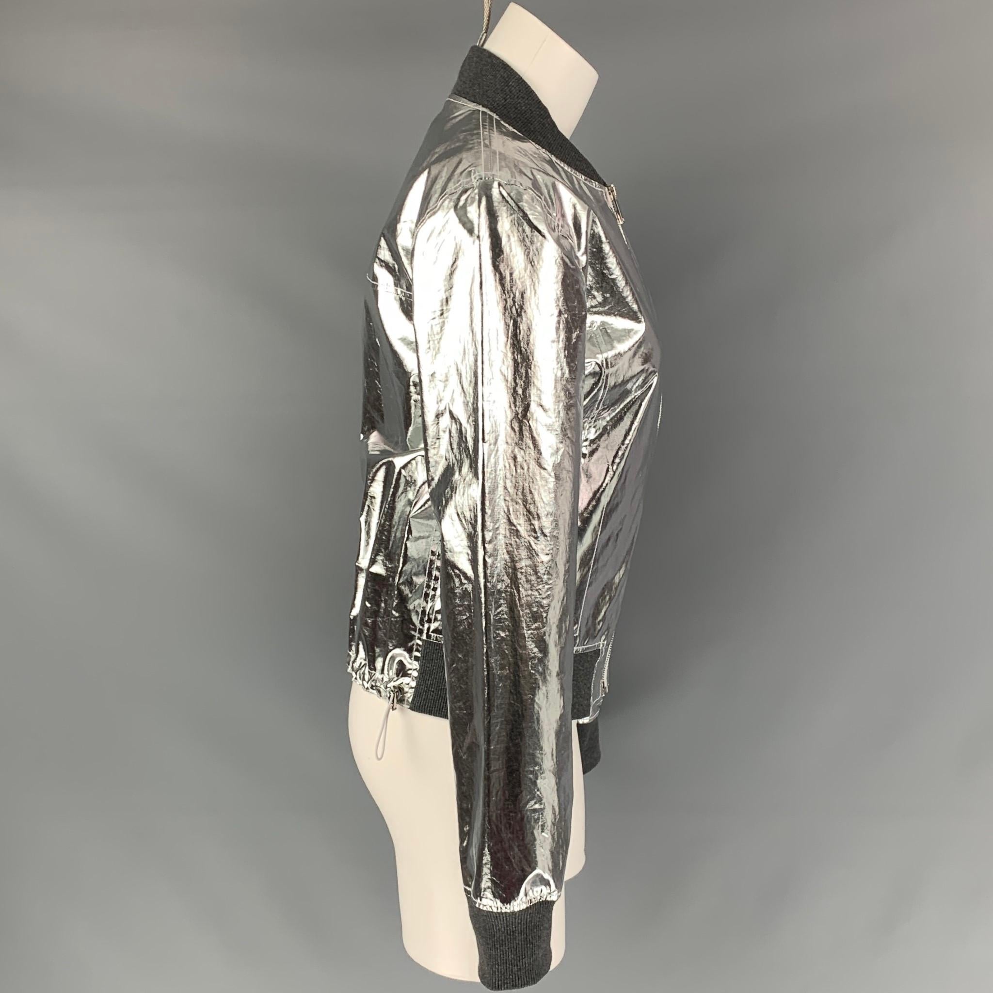 silver metallic bomber jacket