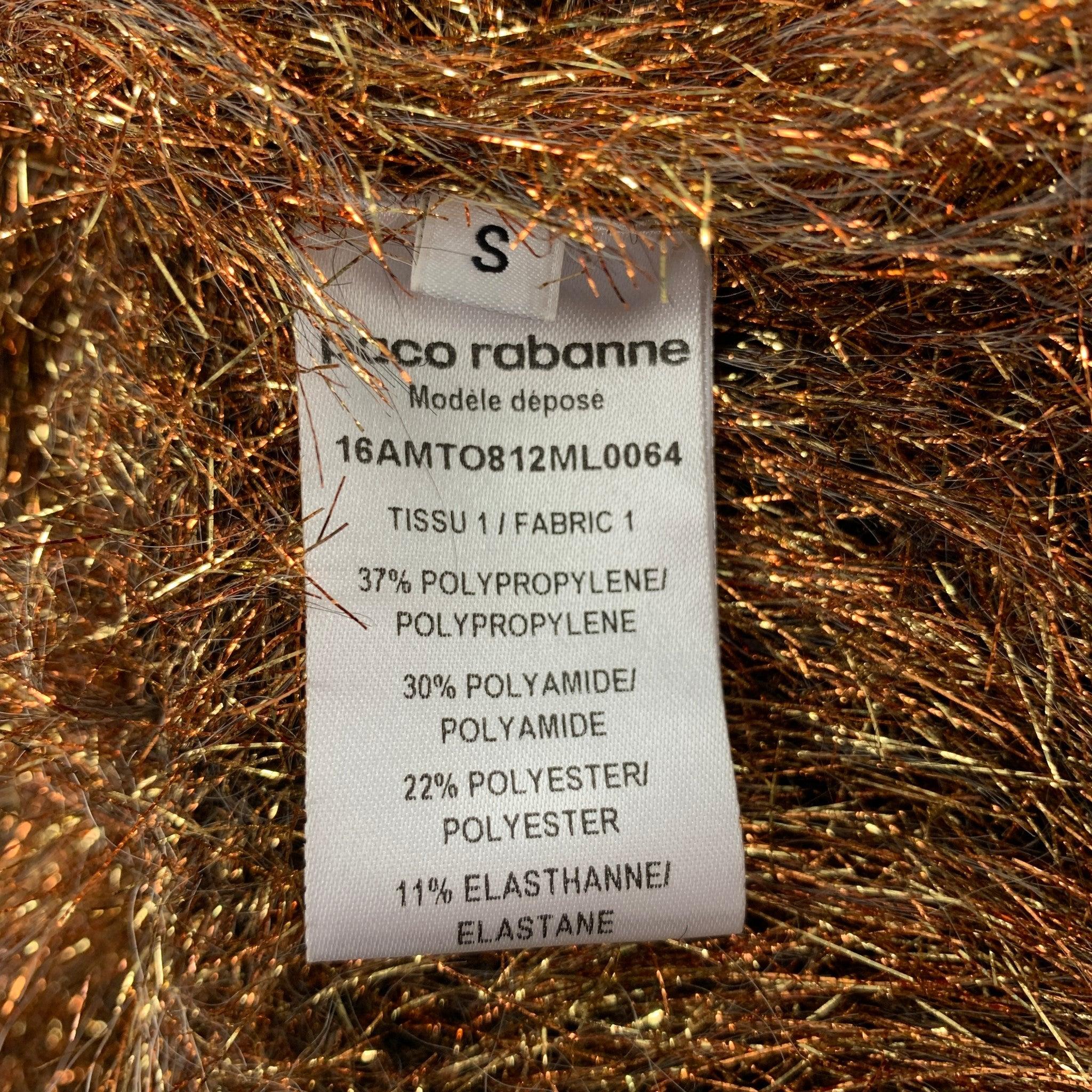PACO RABANNE Size S Gold Polypropylene Blend Metallic Pullover 1
