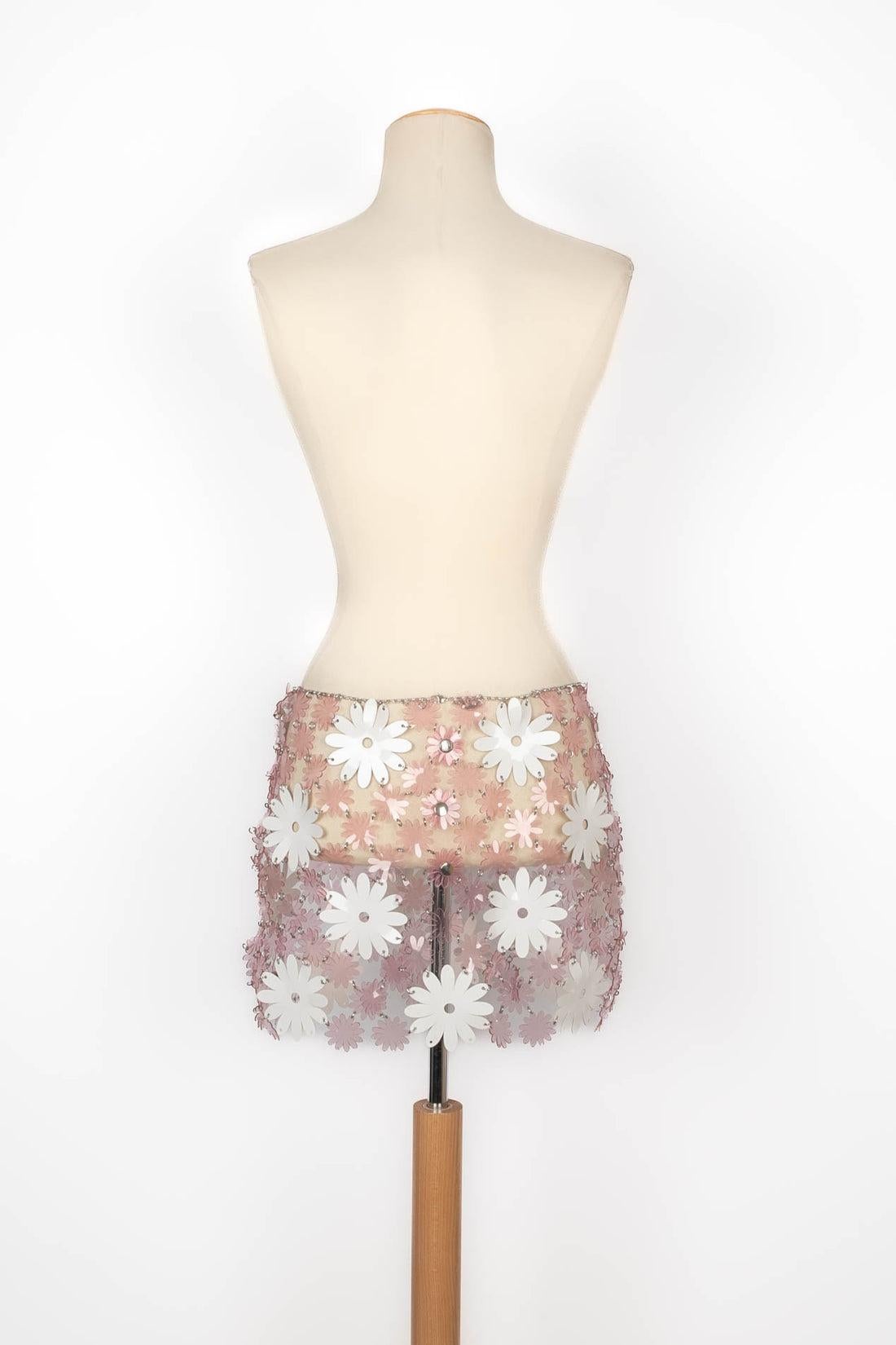 Paco Rabanne Skirt in Pink and White Flower, 2020 In Good Condition For Sale In SAINT-OUEN-SUR-SEINE, FR