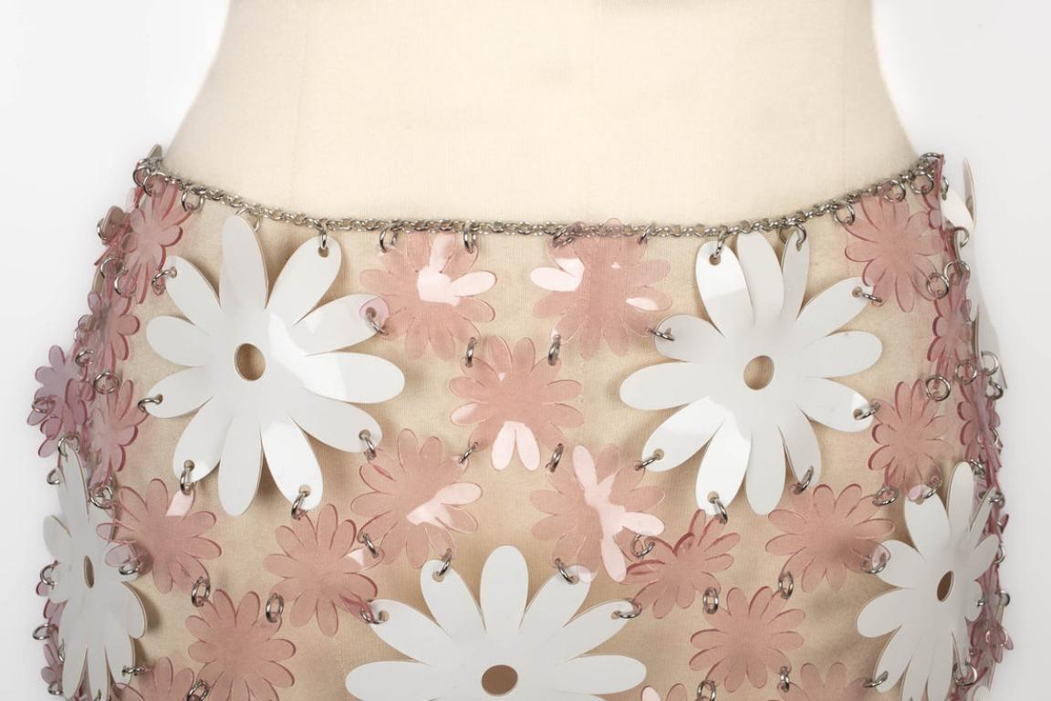 Paco Rabanne Skirt in Pink and White Flower, 2020 For Sale 1