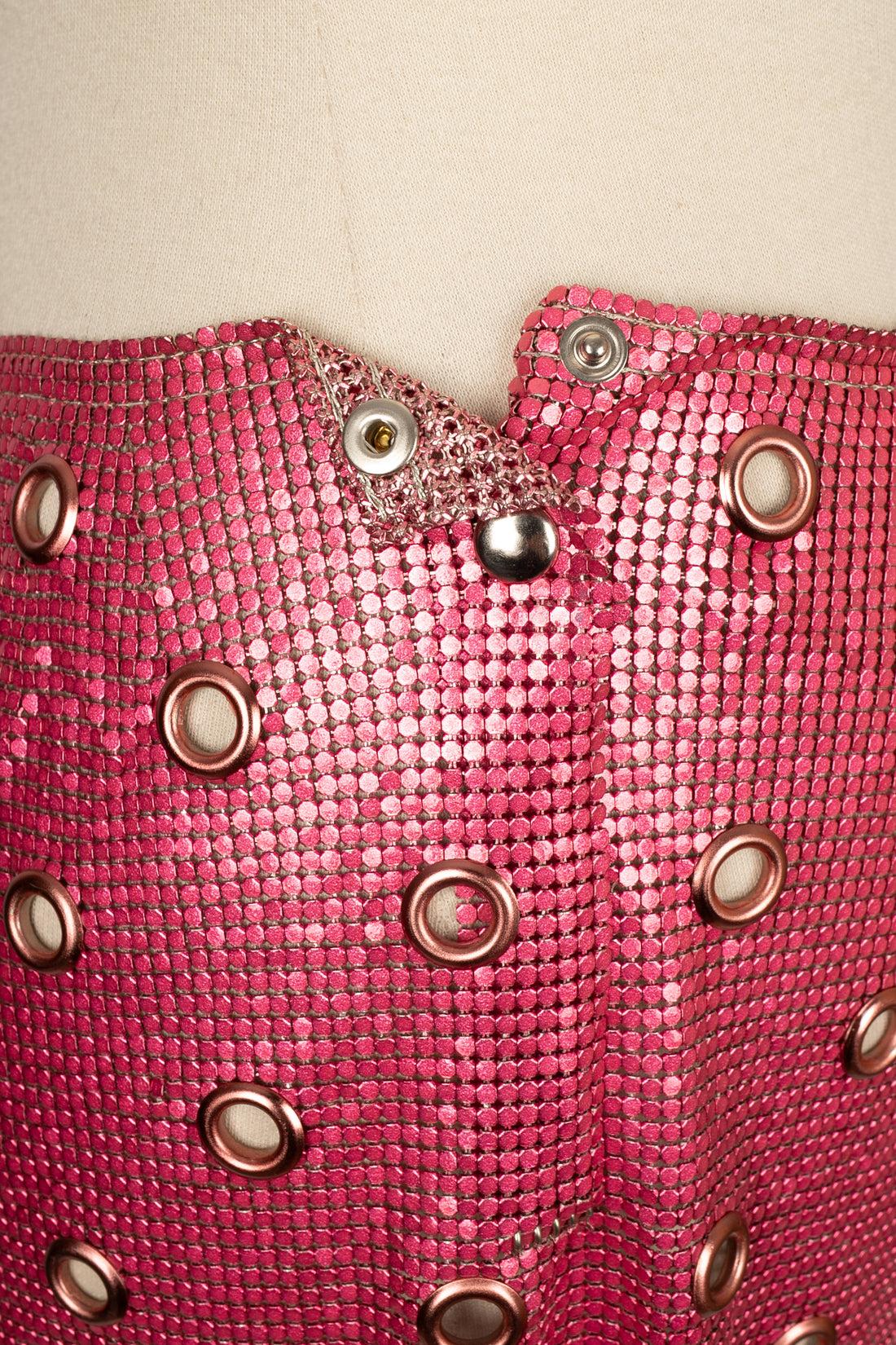 Paco Rabanne Skirt in Pink Metallic Mesh For Sale 1