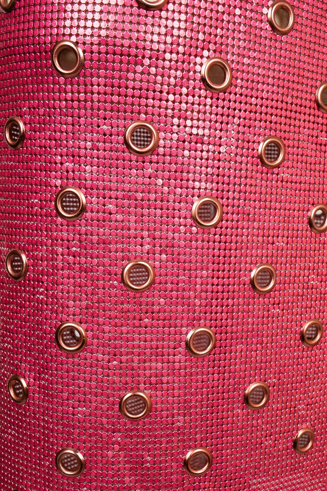 Paco Rabanne Skirt in Pink Metallic Mesh For Sale 2