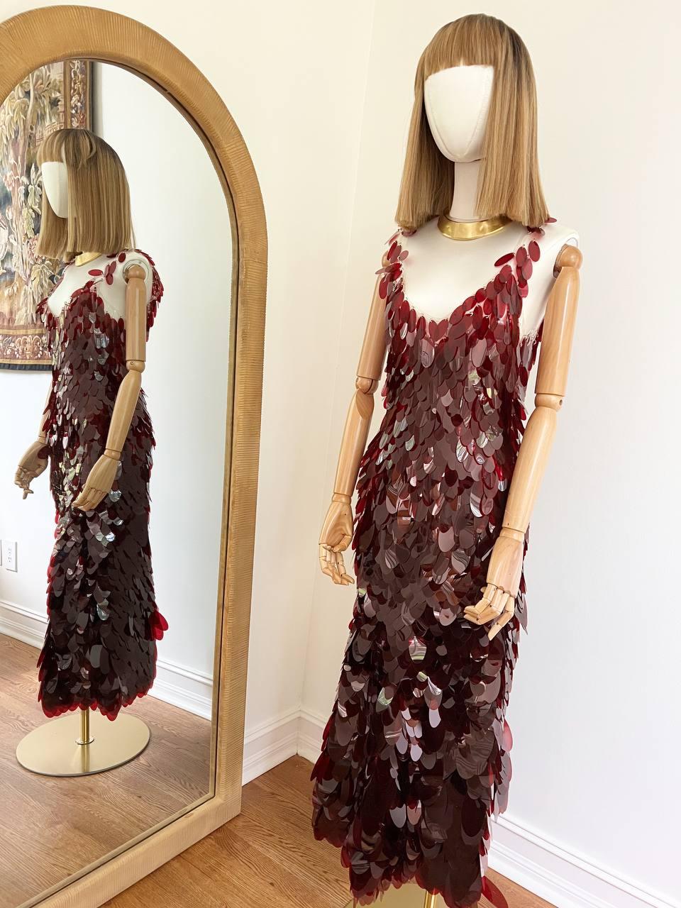 Women's or Men's Paco Rabanne Sleeveless V-Neck Paillette Dress, A/W 20 