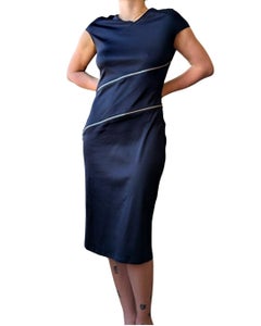 Paco Rabanne Spring 2001 Black Cotton Jersey Asymmetric Zip Dress