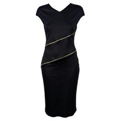 Paco Rabanne Spring 2001 Black Cotton Jersey Asymmetric Zip Dress