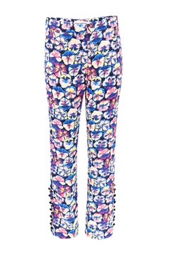 Paco Rabanne SS22 Ensemble pantalon deux pièces à fleurs fluorescentes