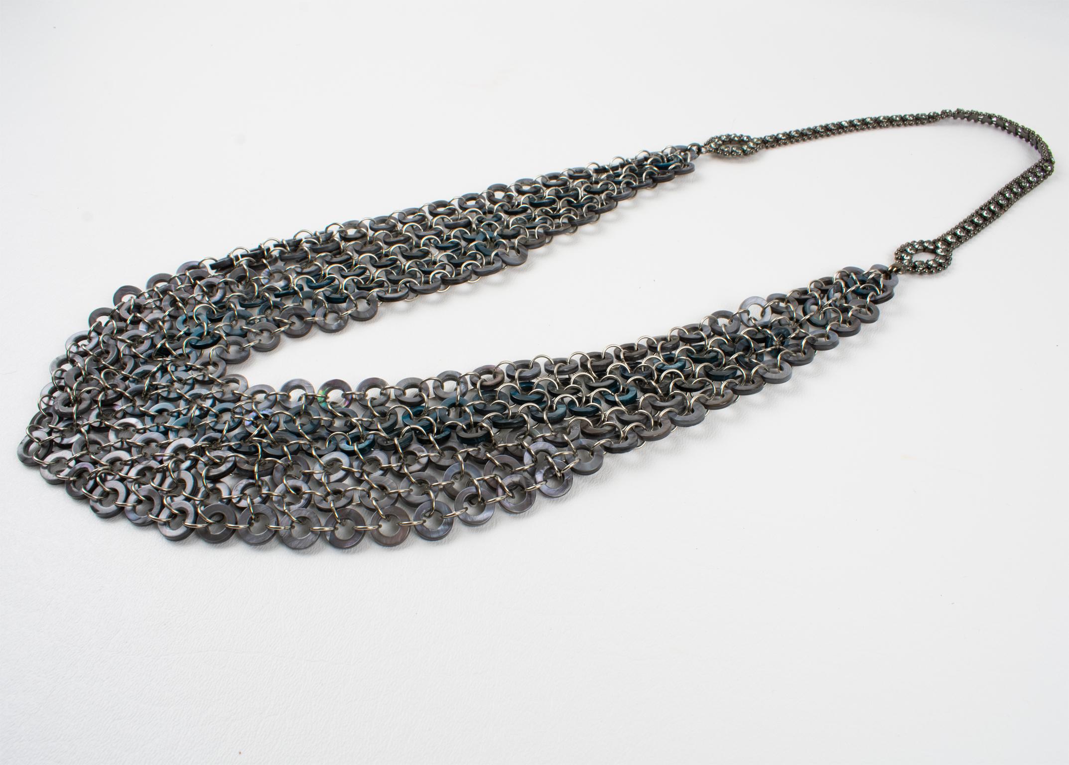 Modernista Collana A Link in stile Paco Rabanne, drappeggio futuristico, A Space Age in vendita