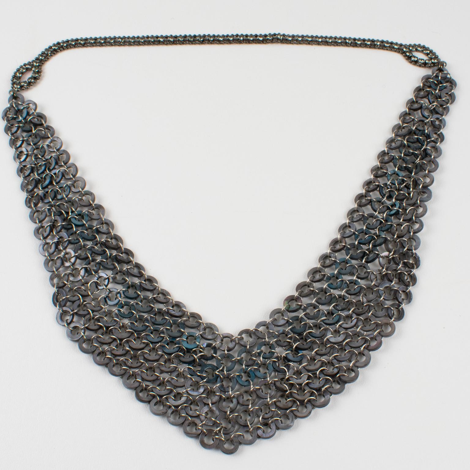 da uomo o donna Collana A Link in stile Paco Rabanne, drappeggio futuristico, A Space Age in vendita