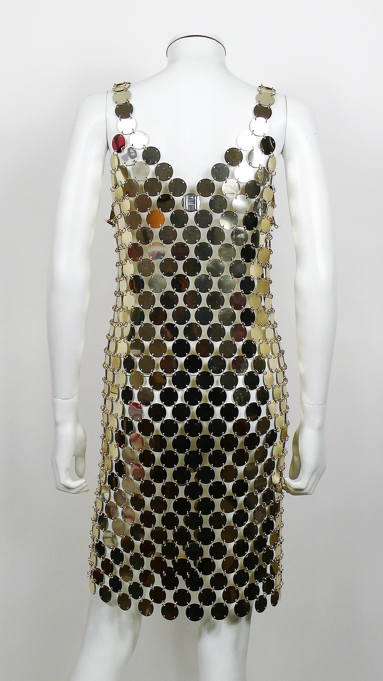 Paco Rabanne Vintage 1996 Gold Rhodoid Disc Do It Yourself Dress 8