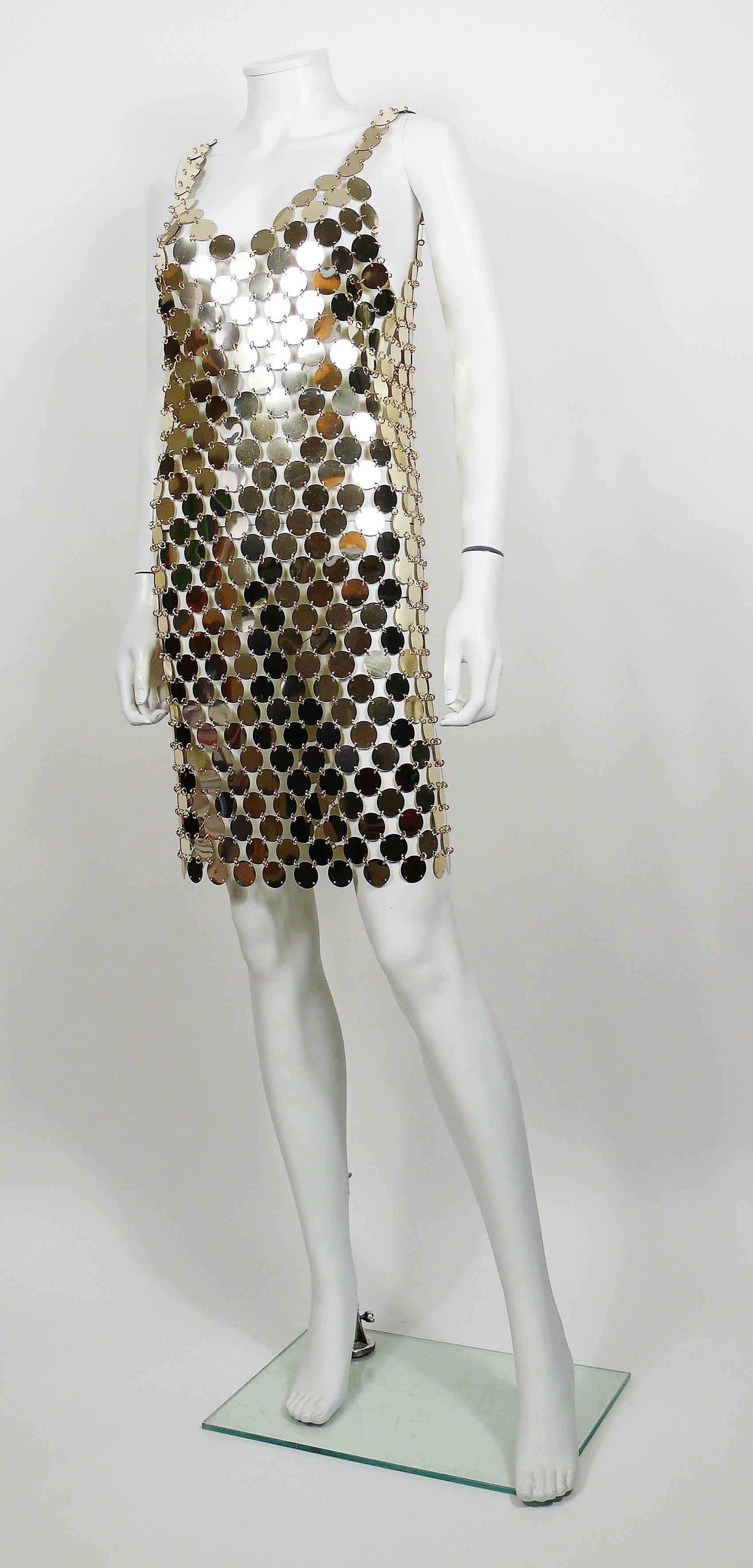 Paco Rabanne Vintage 1996 Gold Rhodoid Disc Do It Yourself Dress 1