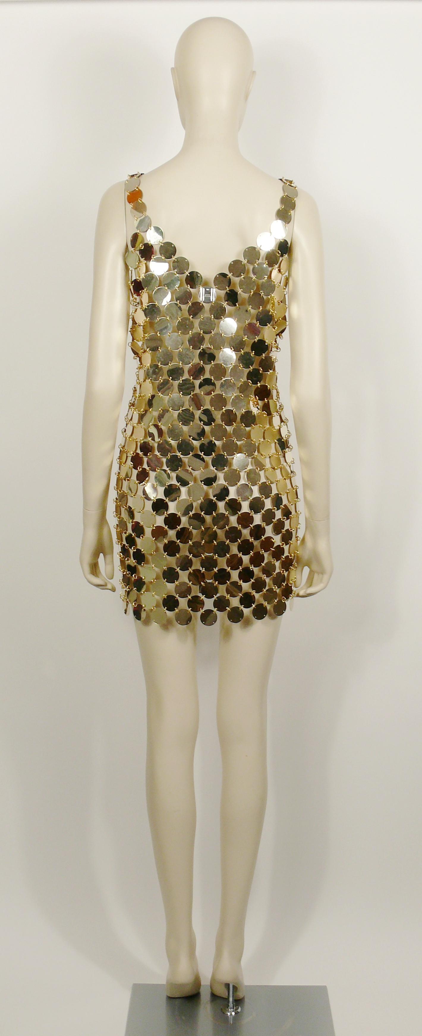 Paco Rabanne Vintage 1996 Gold Rhodoid Disc Do It Yourself Mini Dress 5