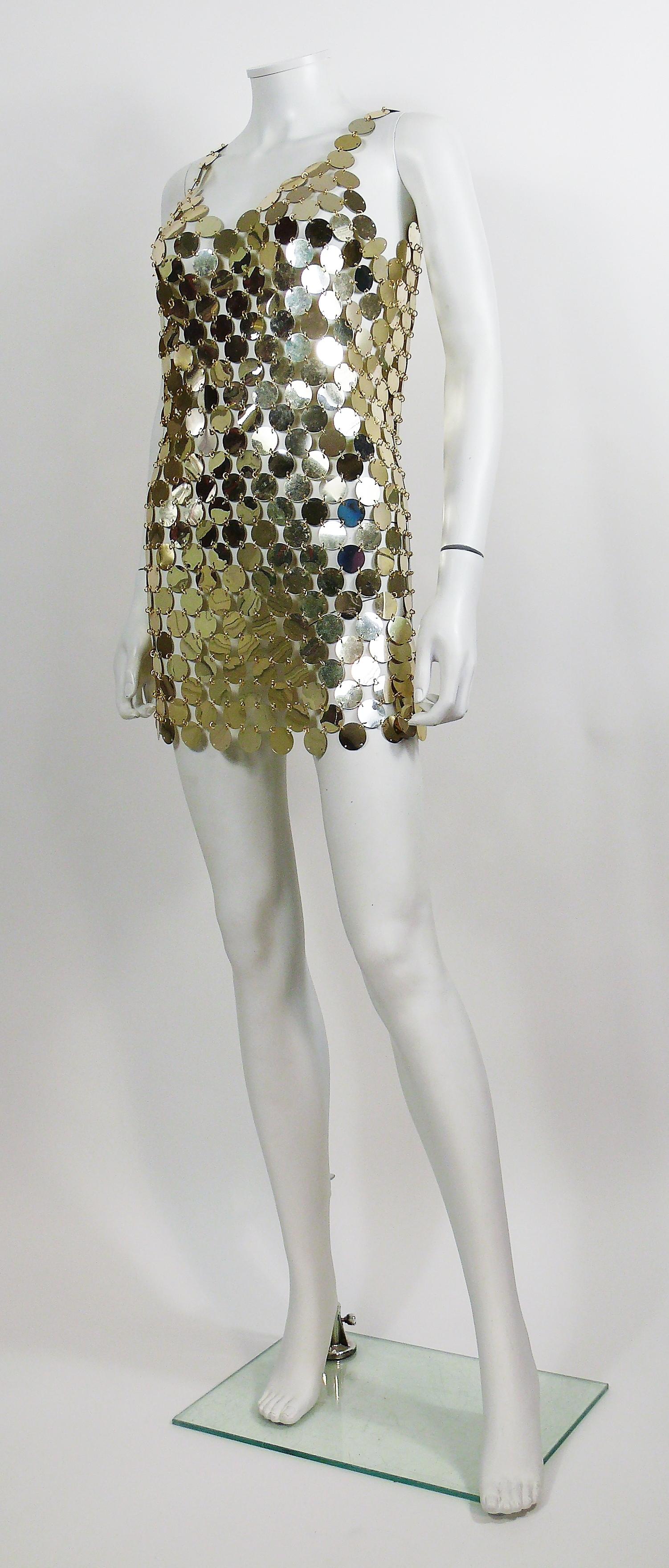 Women's Paco Rabanne Vintage 1996 Gold Rhodoid Disc Do It Yourself Mini Dress