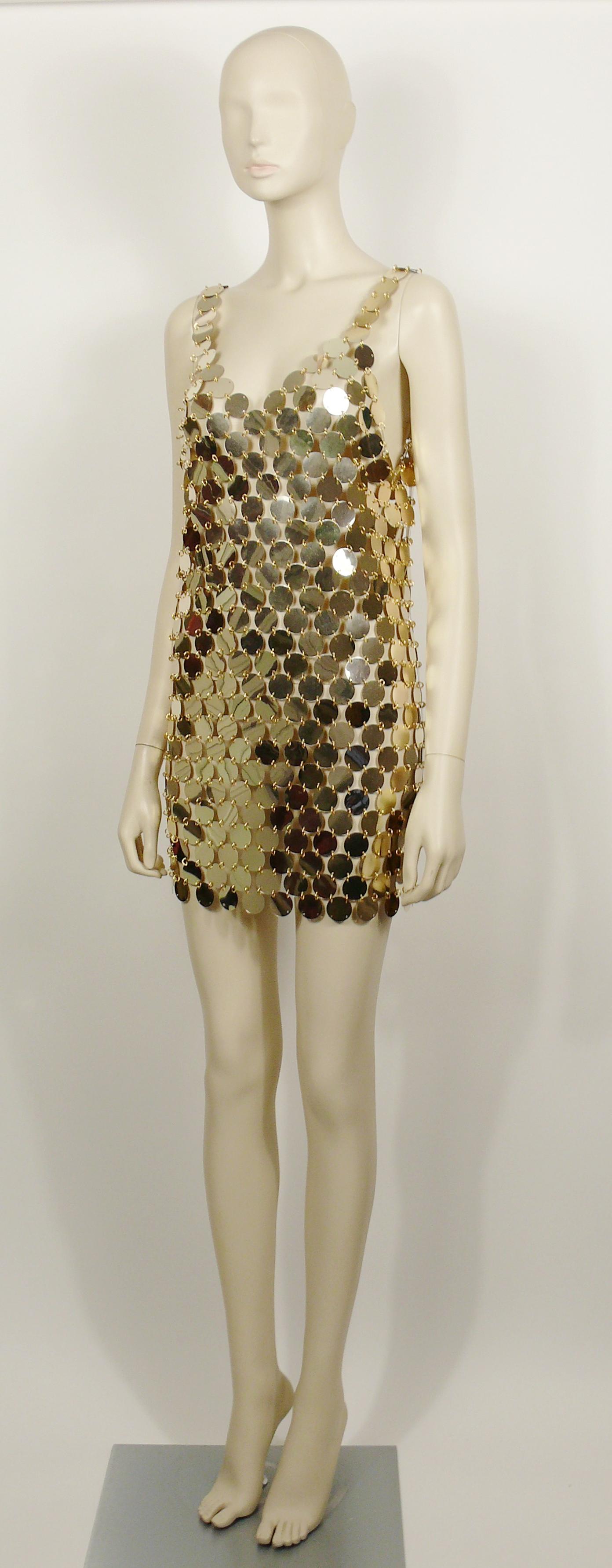 Paco Rabanne Vintage 1996 Gold Rhodoid Disc Do It Yourself Mini Dress In Good Condition In Nice, FR