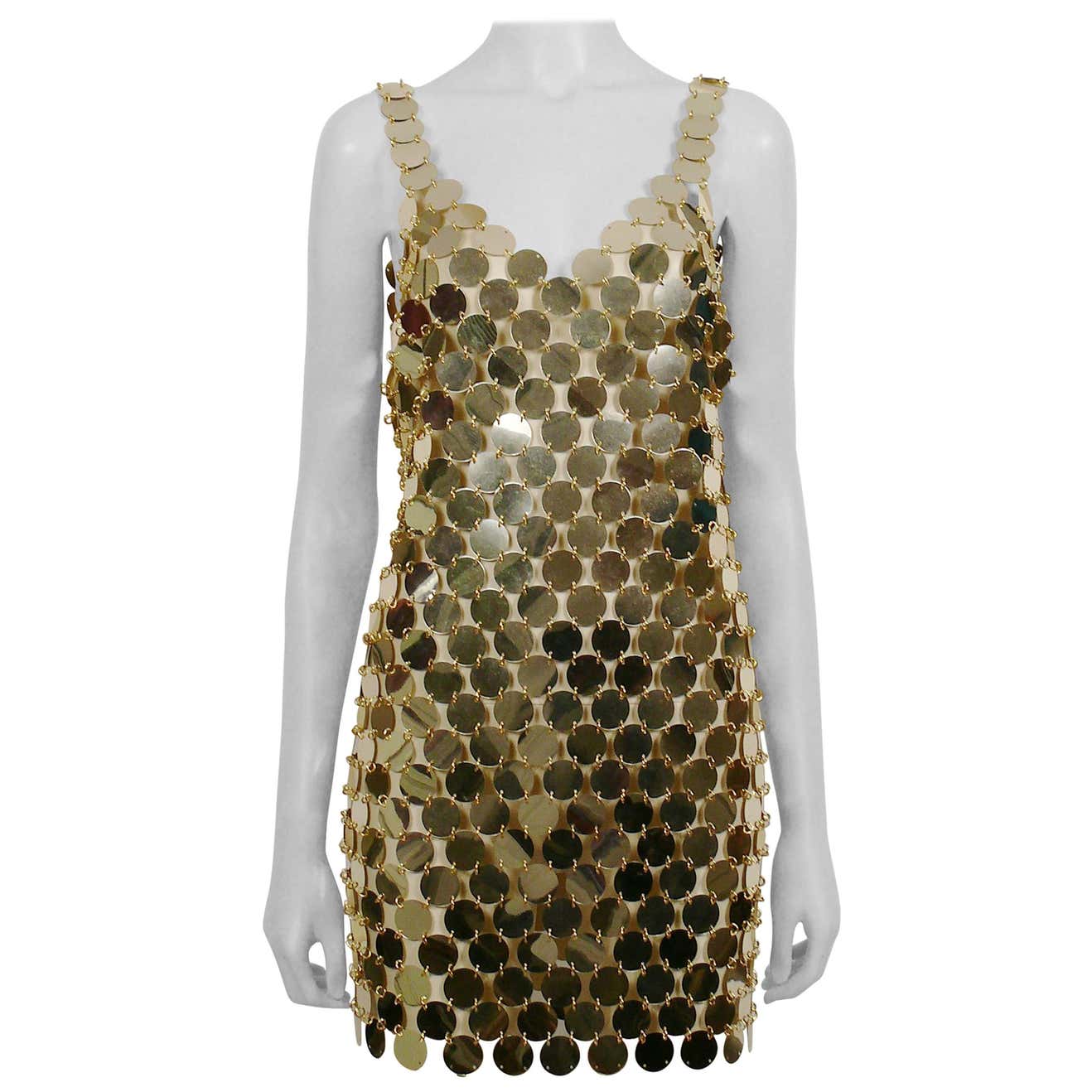 Paco Rabanne Vintage 1996 Gold Rhodoid Disc Do It Yourself Mini Dress ...