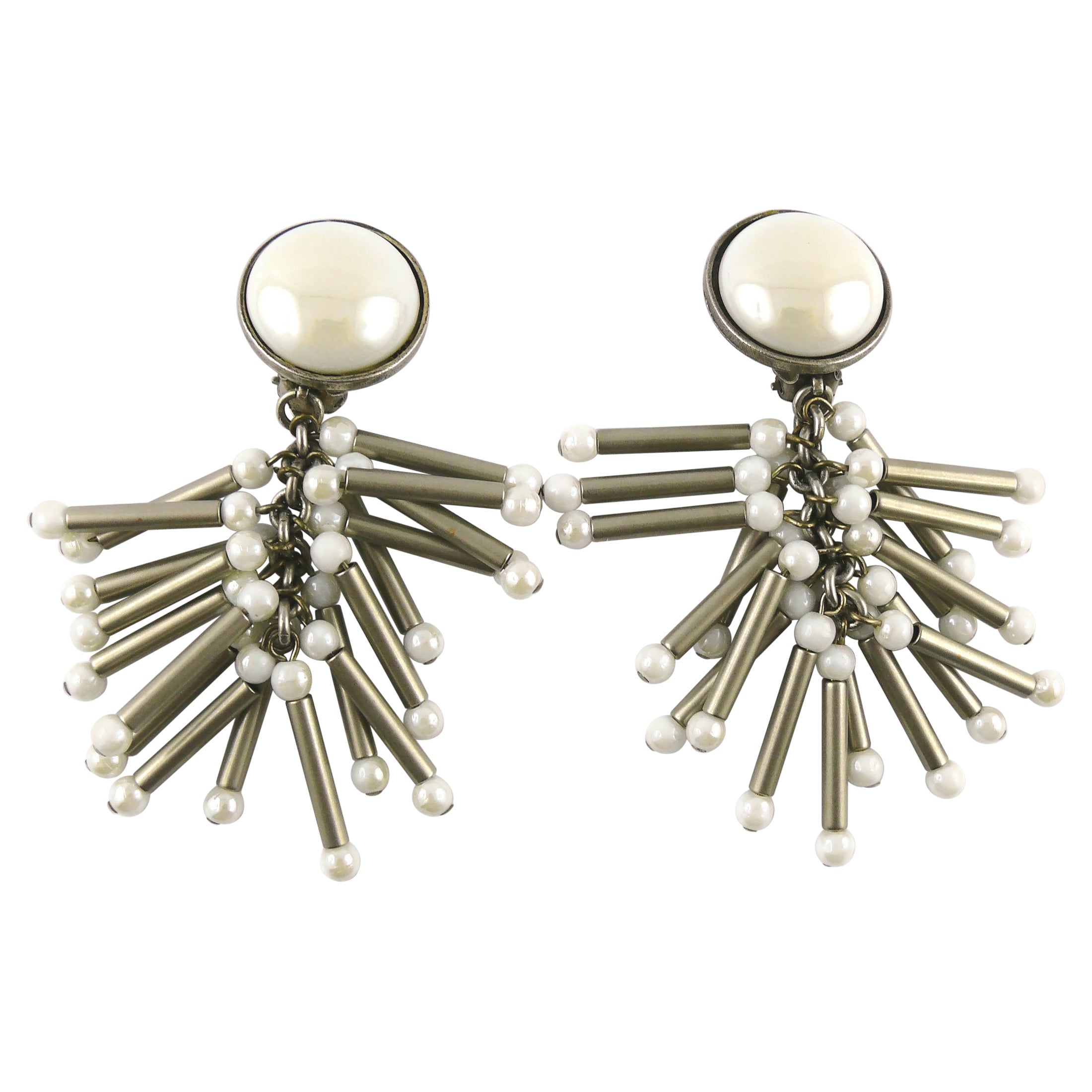 Paco Rabanne, pendants d'oreilles vintage en argent vieilli