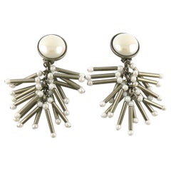 Paco Rabanne, pendants d'oreilles vintage en argent vieilli
