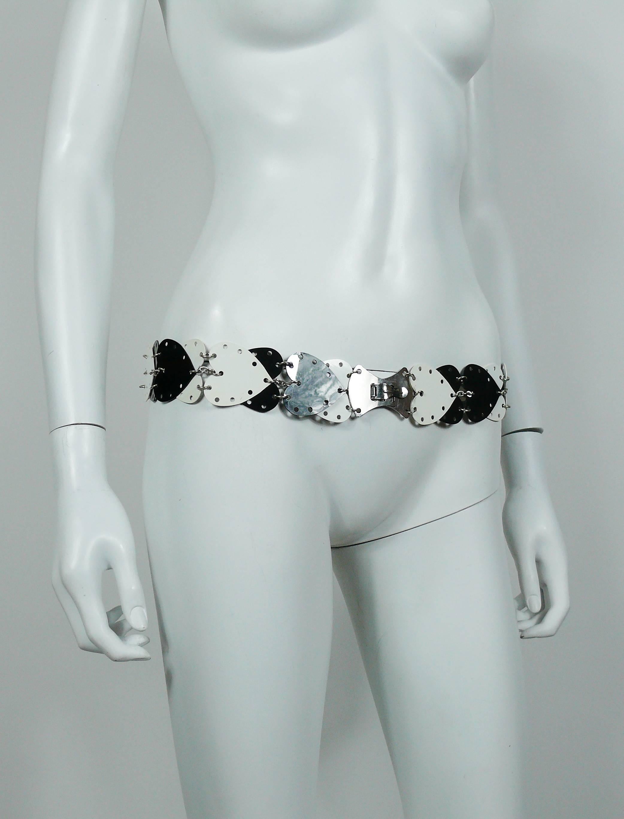 Women's Paco Rabanne Vintage Black and White Rhodoid Heart Belt